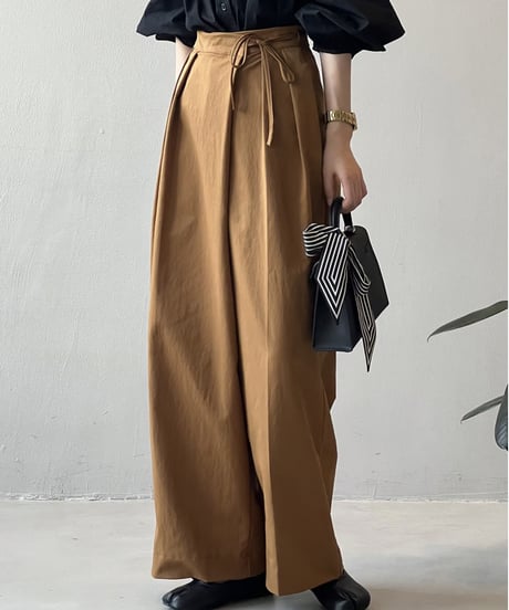 waist ribbon tuck wide pants / 3color　hm1716