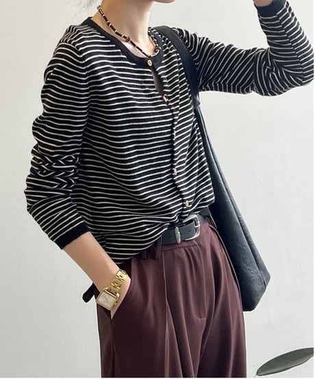 slim stripe cardigan  / 5color　hm2642