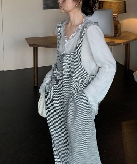 loose wide pants overalls　hm1993