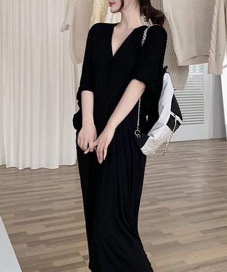 v-neck dolman sleeve dress / 2color　hm1953