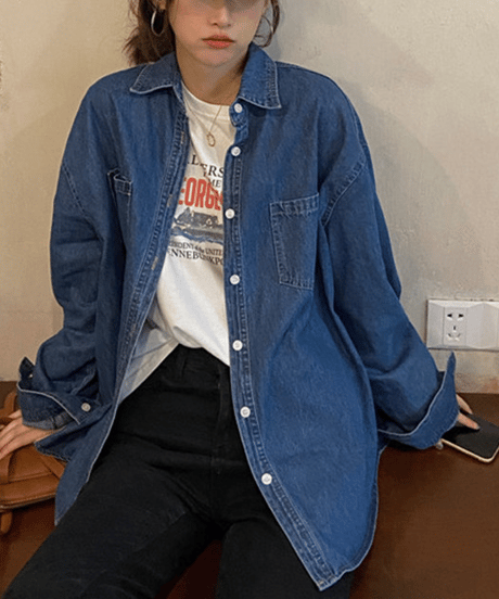 denim oversized shirts　hm1930