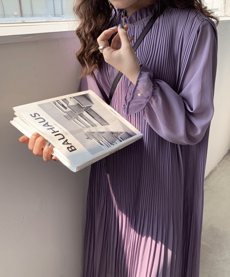 pleated long dress / 4color　hm2910
