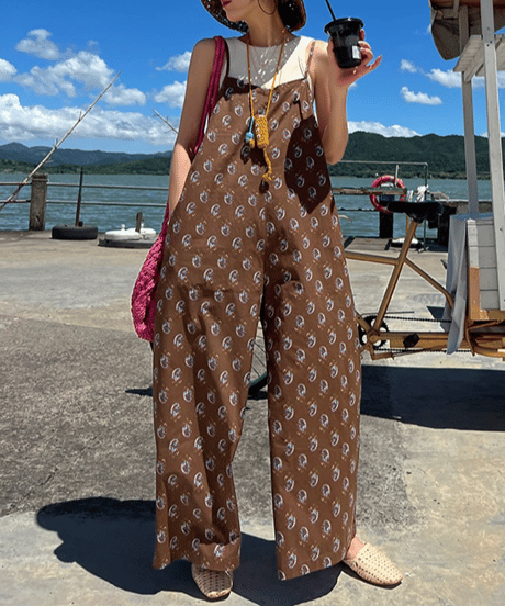 floral print cami overalls / 2color　hm1643
