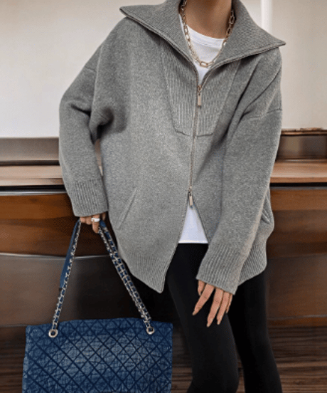 w-zip knit cardigan / 4color　hm2632