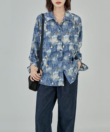 nuance pattern blue shirt　hm2033