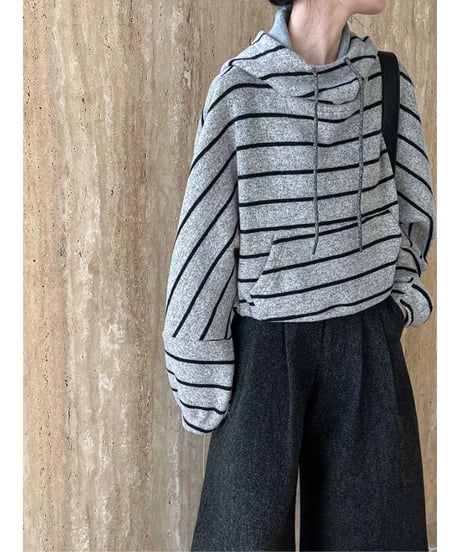 relaxed strip hoodie / 2color　hm2060