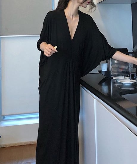 v-neck dolman sleeve dress / 2color　hm1953