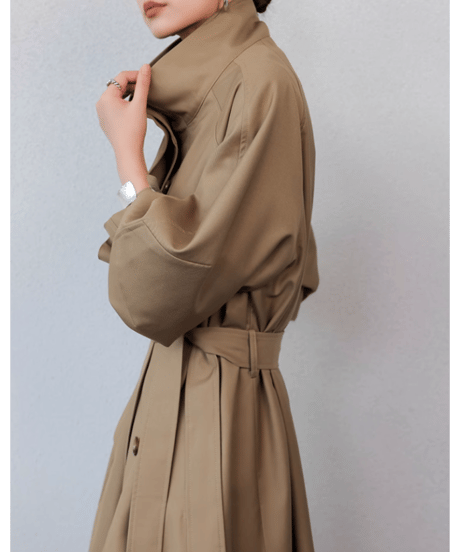 stand collar long coat　hm1843