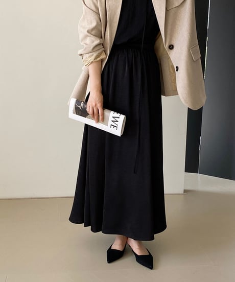 satin flare long-skirt / 2color　hm1376