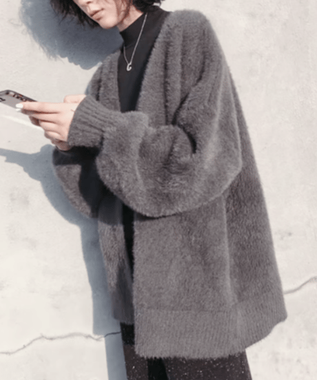 shaggy knit cardigan / 3color　hm1002