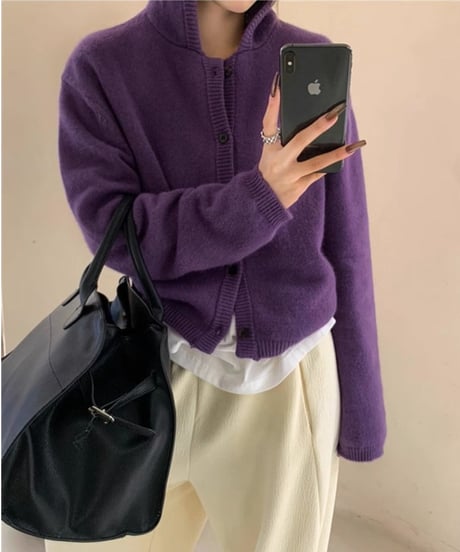 hooded knit cardigan / 5color　hm2680