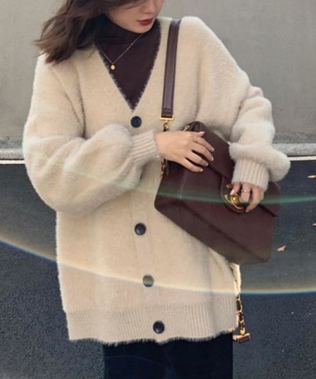 shaggy knit cardigan / 3color　hm1002