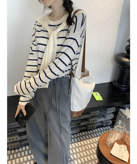 layered knit top / 2color　hm2668