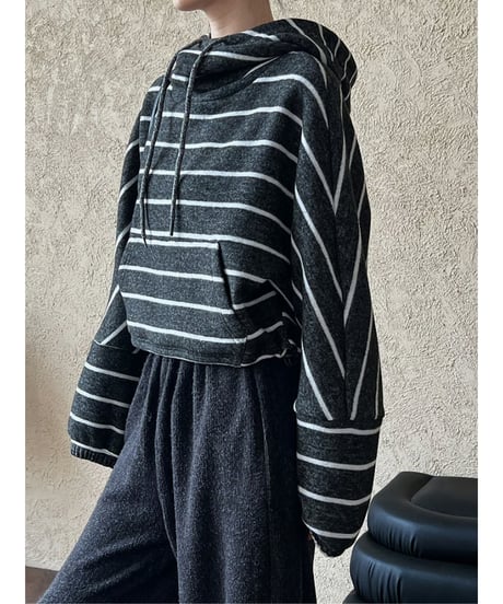 relaxed strip hoodie / 2color　hm2060