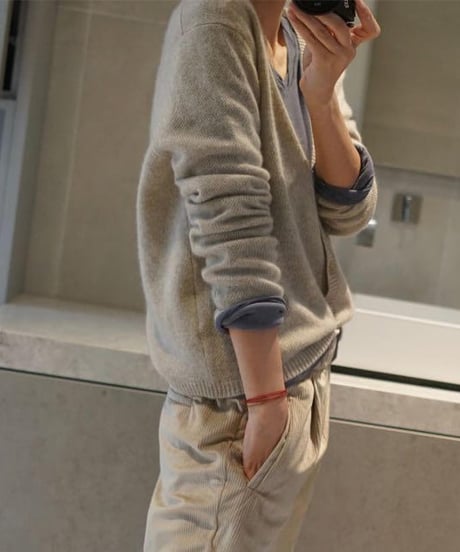 v-neck loose cardigan / 5color　hm1841