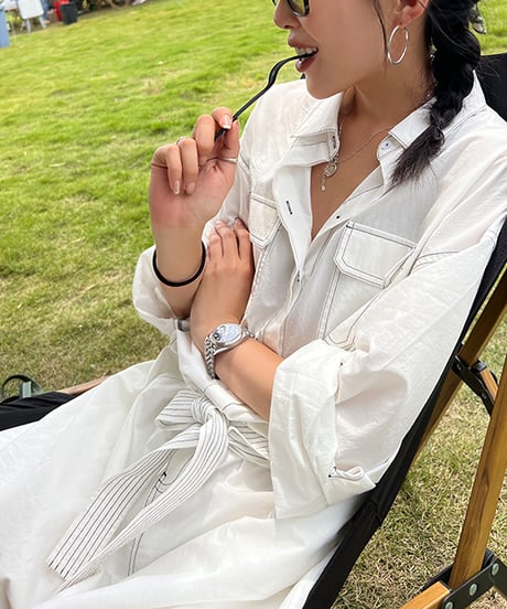 stitched shirt jumpsuit　hm1362