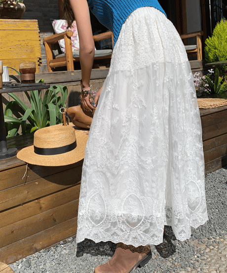 flower lace skirt / 2color　hm1501