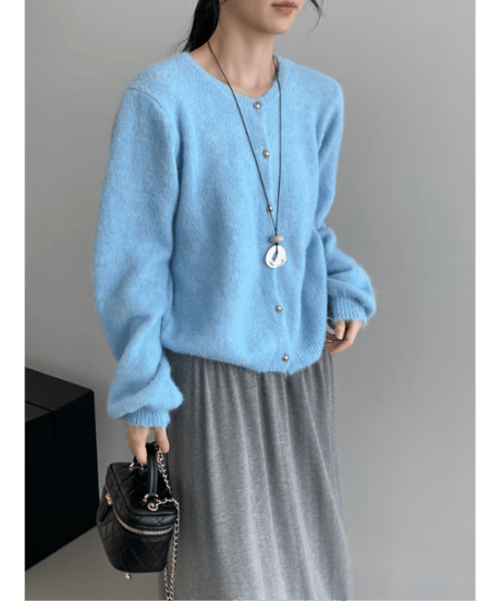 fluffy knit cardigan  / 6color　hm2630