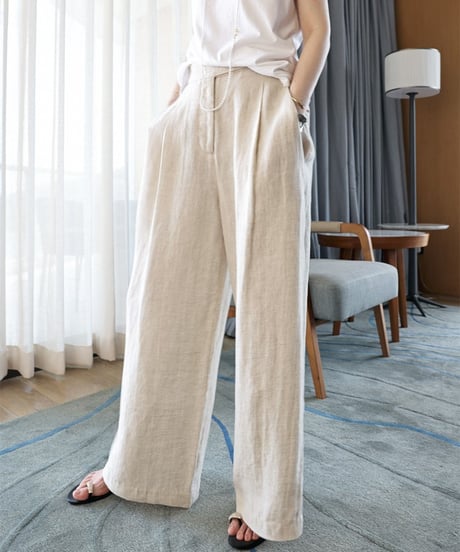 《即納》wide leg tuck pants /3color　hm1526