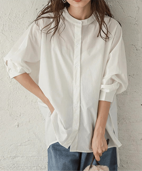 slit hem shirt / 4color　hm2964