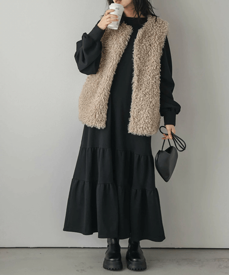 tiered sweatshirt dress / 4color　hm2798