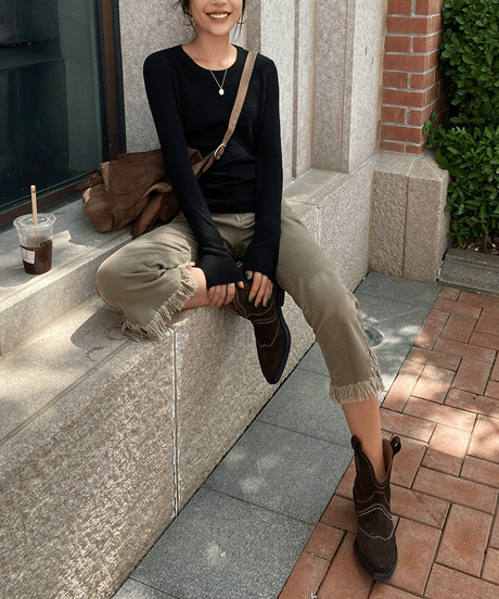 thin simple knit top / 3color　hm1288