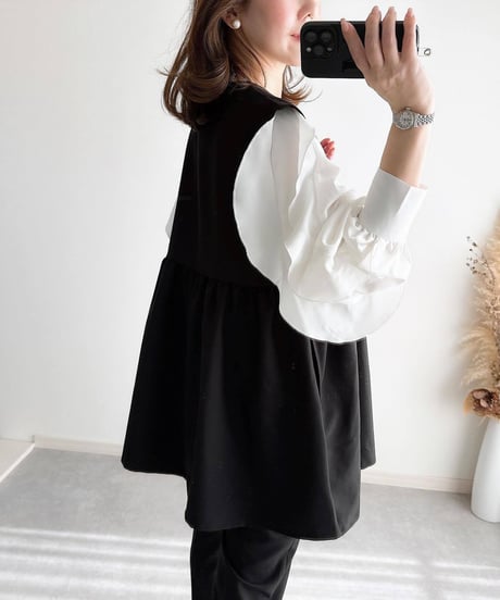 quilted peplum vest / 2color　hm2587