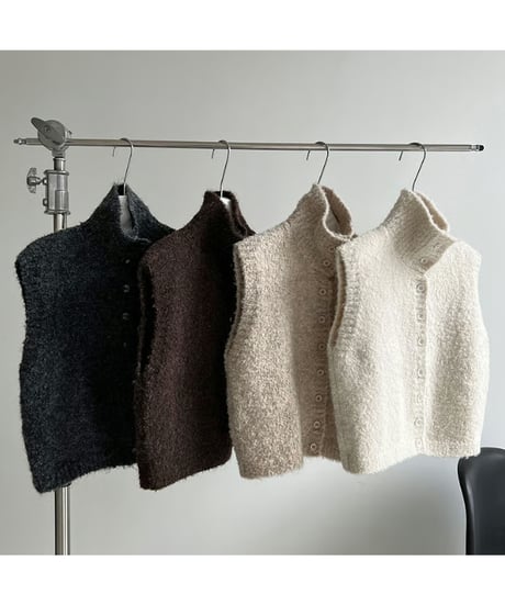 textured knit vest / 4color　hm2675
