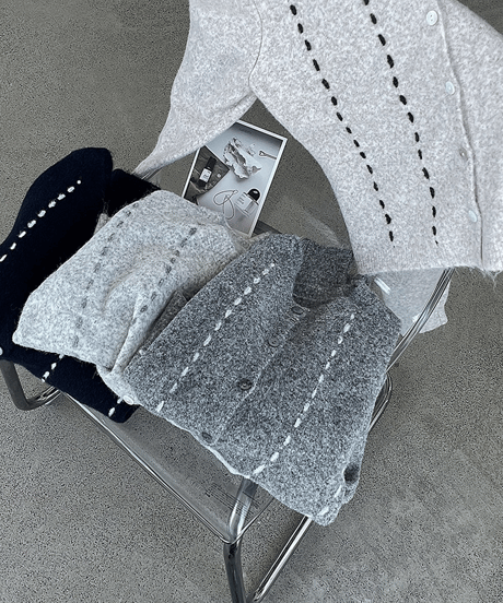 vertical stitch cardigan / 3color　hm2762