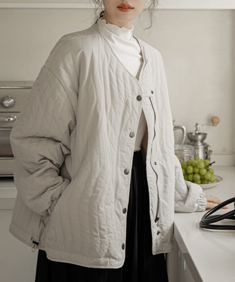 quilted v-neck jacket　hm2707