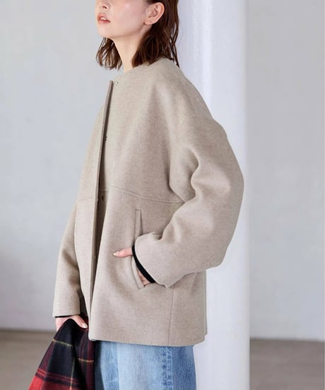 collarless short jacket / 4color　hm2624