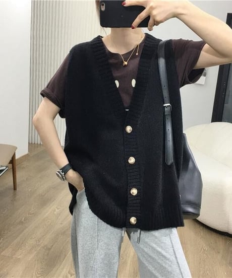 oversized knit vest / 4color　hm2618