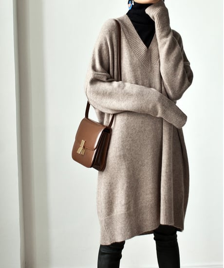 v-neck knit dress / 3color　hm1743