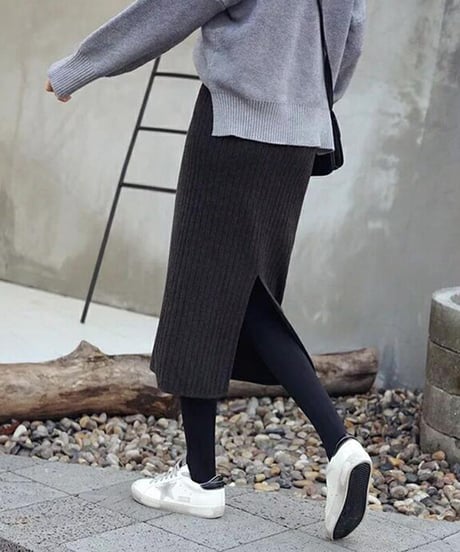pencile slit knit skirt / 3color　hm2662