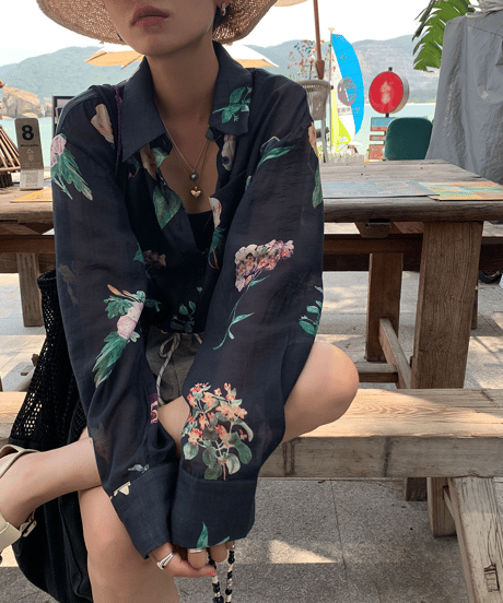 botanical sheer shirt / 2color　hm1882