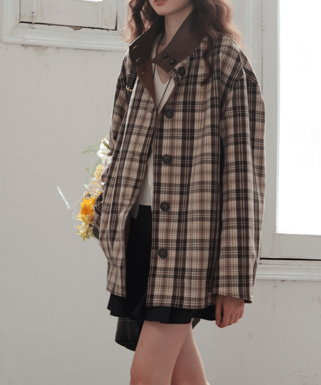reversible plaid coat　hm2747