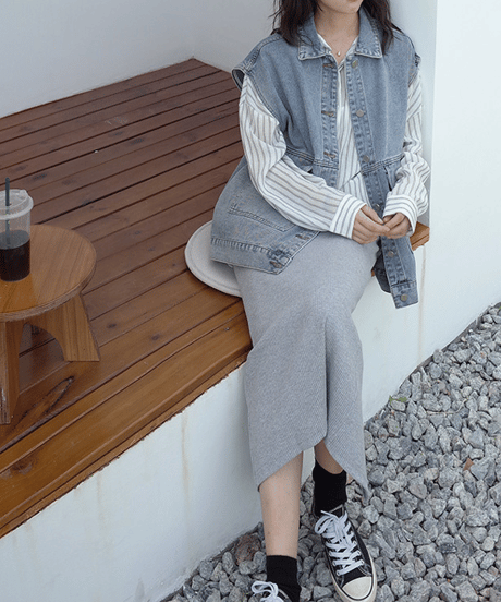 relaxed denim vest / 2color　hm2633