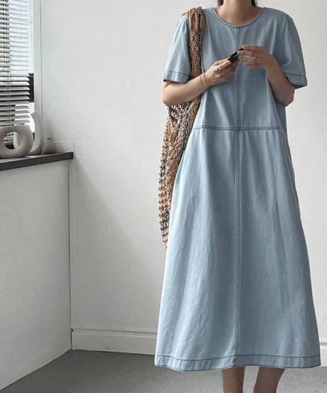 denim midi dress / 2color　hm2860