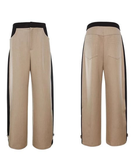 contrast color straight pants　hm1793