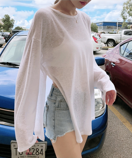 sheer loose top / 2color　hm2898