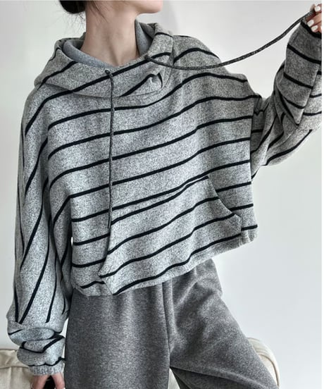 relaxed strip hoodie / 2color　hm2060