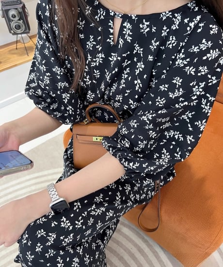 floral puff sleeve dress　hm2109