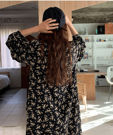 v-neck floral dress / 2color　hm2914