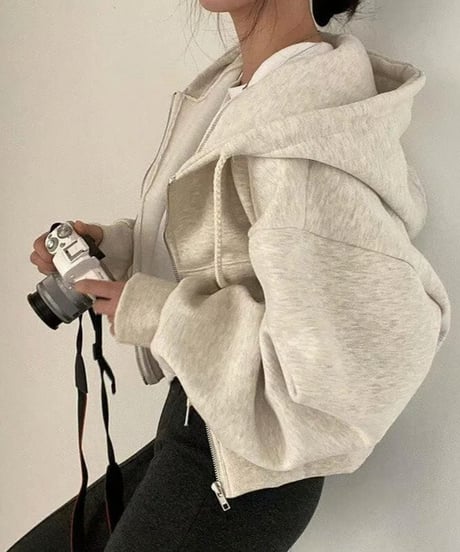 zip-up short parka / 7color　hm2529