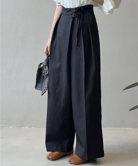 waist ribbon tuck wide pants / 3color　hm1716