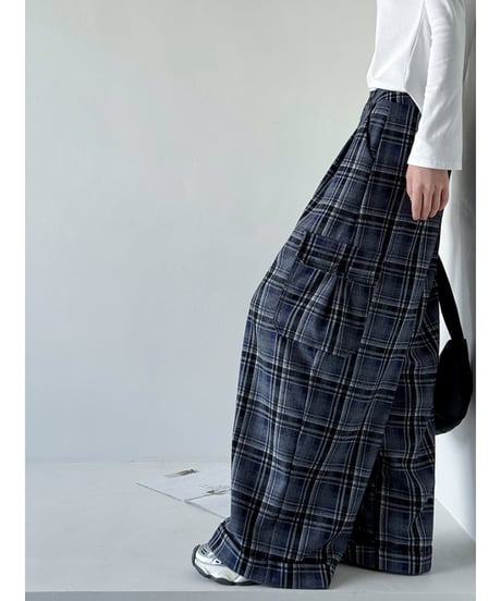 plaid wide pants / 2color　hm2768