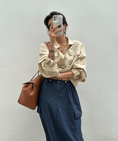 drawstring cargo skirt / 2color　hm1387