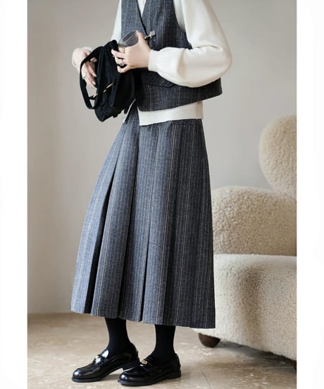 vintage tartan vest & skirt　hm2521