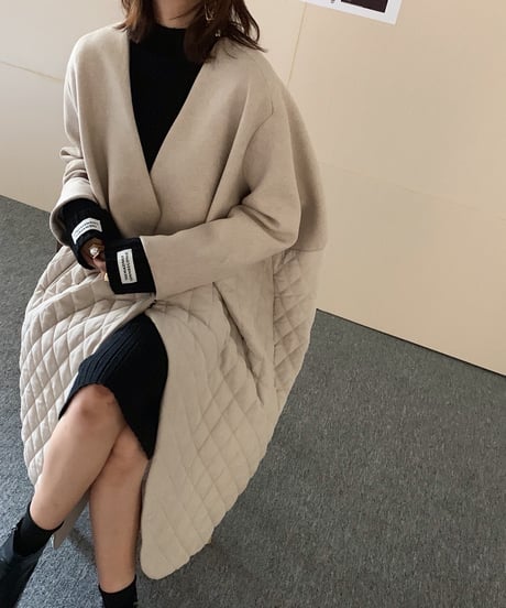 v-neck quilted coat / 2color　hm1745