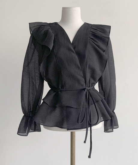 frill wrap blouse / 4color　hm2824